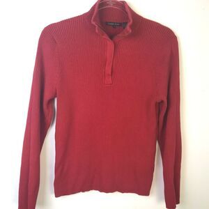 Jeanne Pierre Red Quarter Zip Sweater Women's Large Cotton Blend Casual Classic